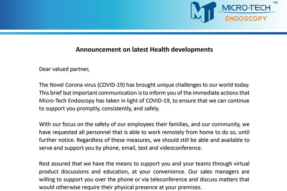 Announcement On Latest Health Developments